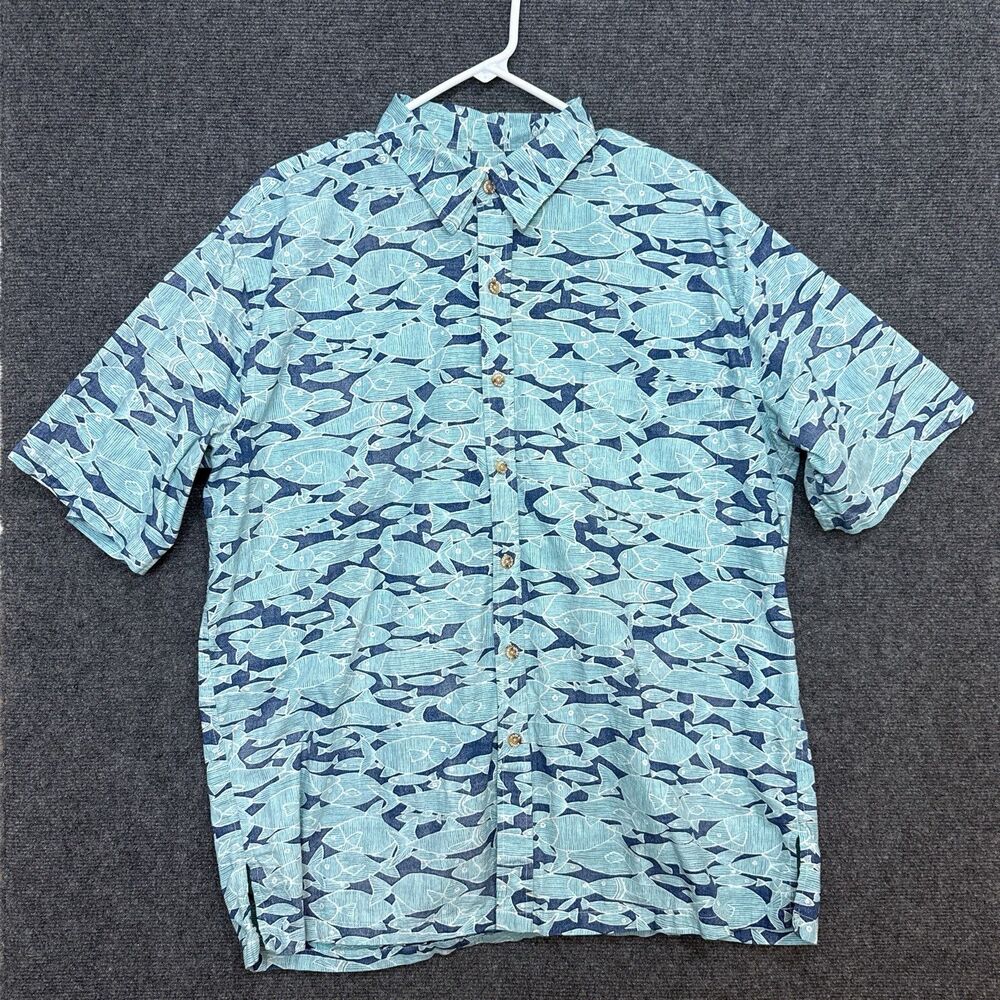 Cooke Street Hawaiian Men’s XL Shortsleeve Fish Button Up Tropical Vacation